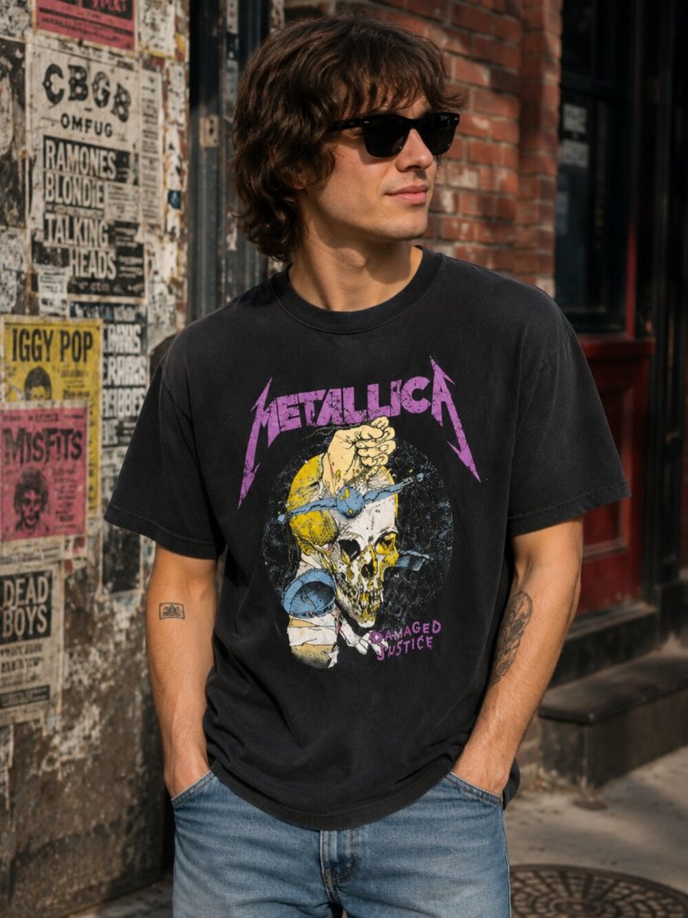 Metallica T Shirt Vintage  Size Large/XL Black Damaged Justice Tour Concert 1988